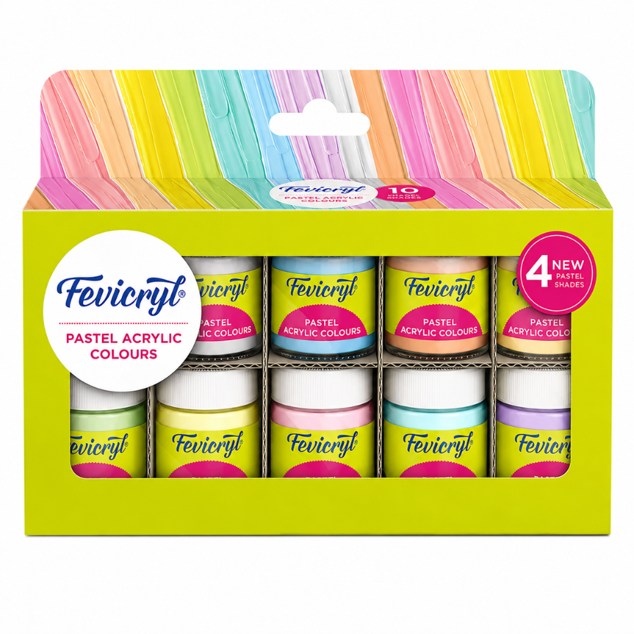 Fevicryl Pastel Acrylic Colours | 10 Colours X 15 Ml
