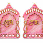 MDF Shubh Labh Arch Cutout Set – Traditional Diya & Pooja Decorative Base for Resin Art