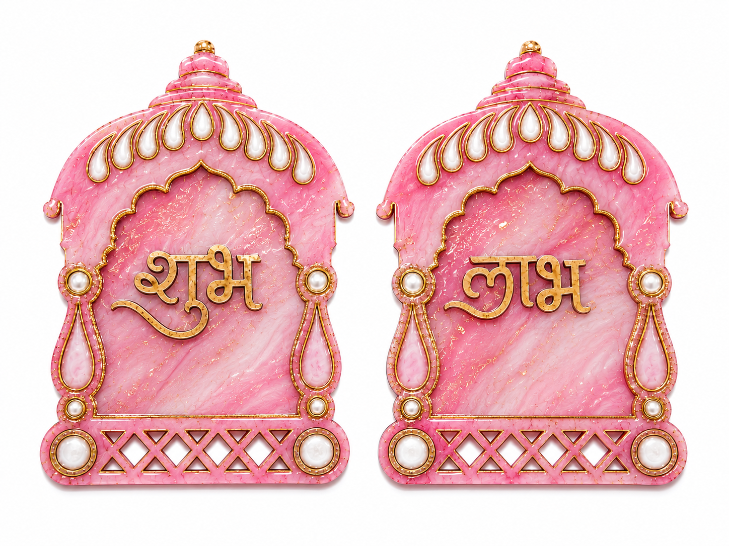 MDF Shubh Labh Arch Cutout Set – Traditional Diya & Pooja Decorative Base for Resin Art