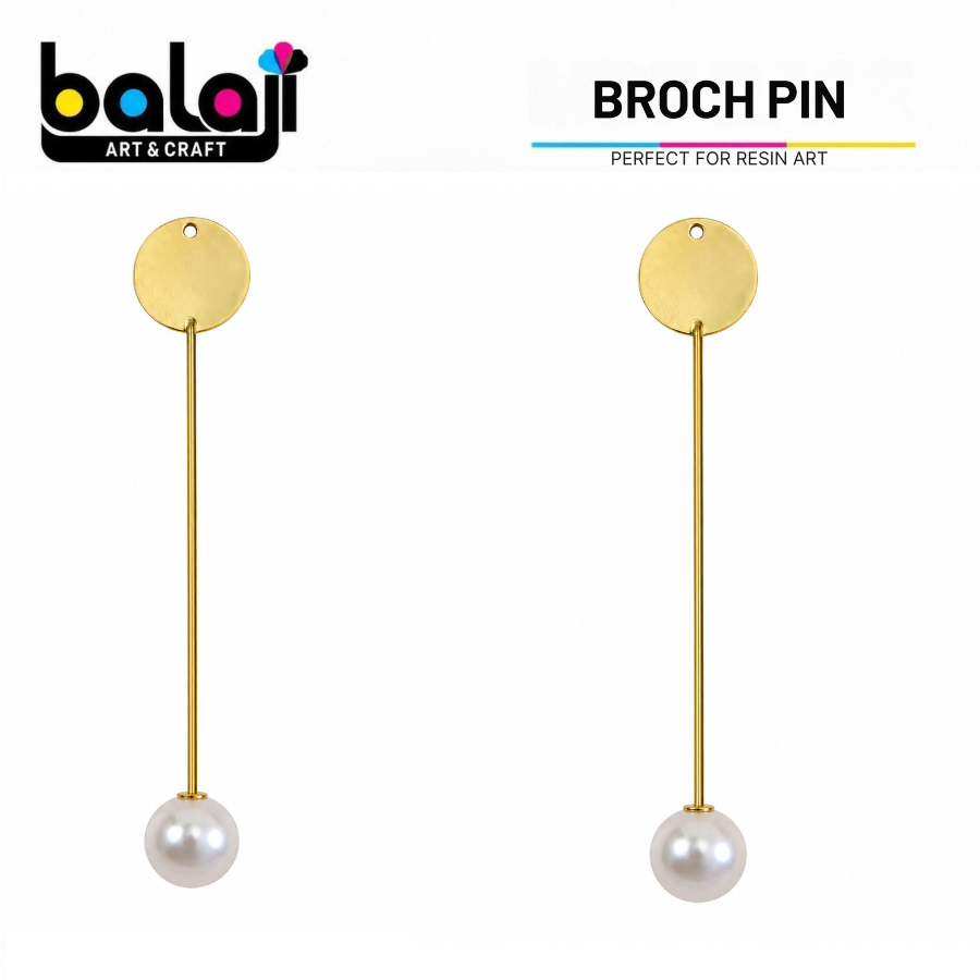 Gold Brooch Pin with Pearl – Resin Art