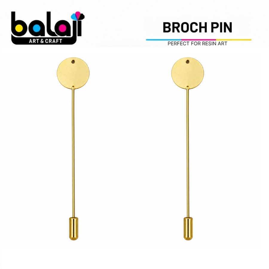 Gold Plated Brooch Pin with Pearl Ball – Resin Art Craft Accessory