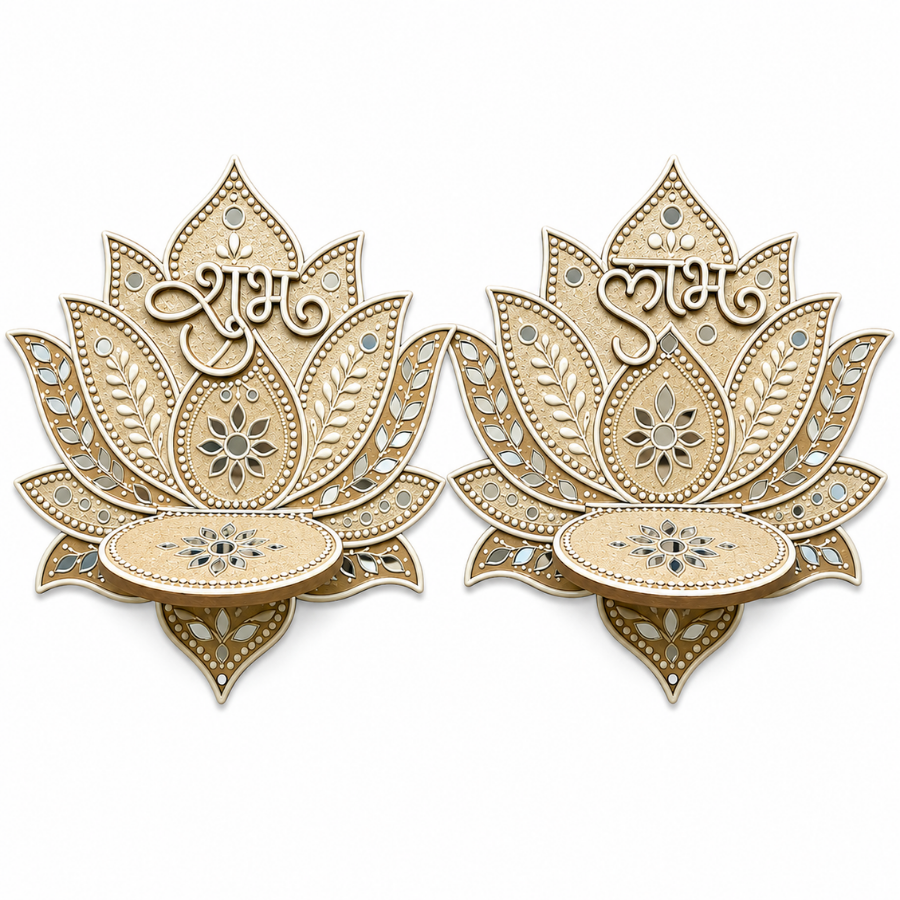 MDF Lotus Shubh Labh Diya Holder Base – Perfect for Resin Art