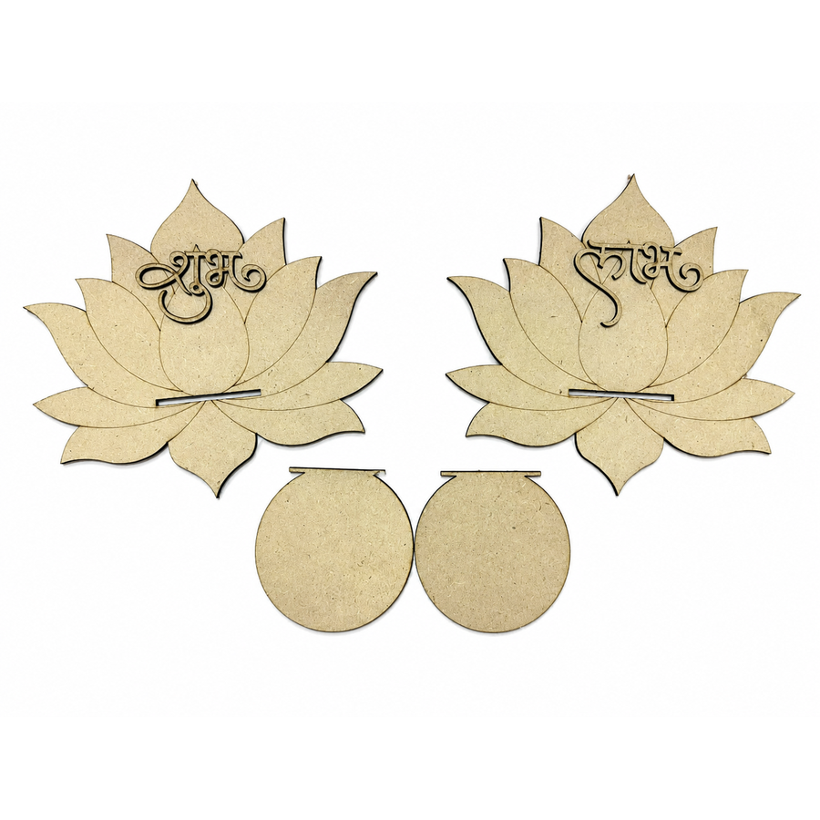 MDF Lotus Shubh Labh Diya Holder Base – Perfect for Resin Art